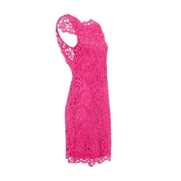 Alice & Olivia Doll Hot Pink Lace Open Back Mini Dress Size S Designer Summer - Picture 1 of 6
